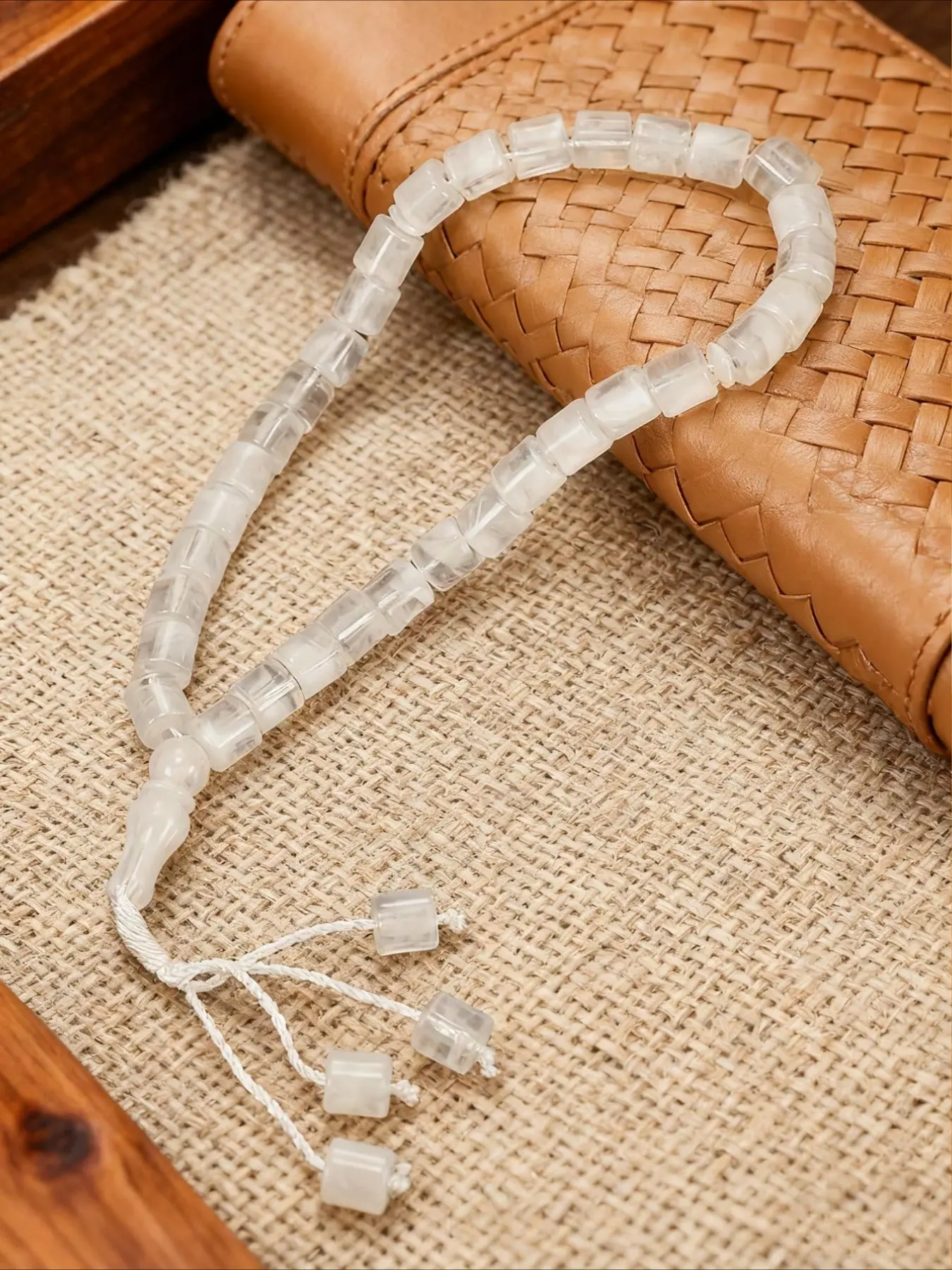 1pc Imitation Crystal Agate 33 Column Bead Woven Rope Prayer Bead Tasbih Bracelet, Used for Divination, Cultural Toys, and Sacrificial Ornaments
