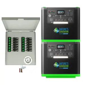 Natures Generator 2 Packs 3840Wh Solar Generators + 2 Packs 400W Folding Panels, Lithium Batteries, 6000W Power Station for Home Backup, RVs, Emergencies, Power Outages, and Outdoor Camping