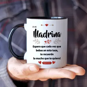 11oz Ceramic Coffee Mug with Spanish Madrina Quote - Funny Humorous Gift Mug for Women & Men, Microwave-Safe Heat-Resistant Tea Cup for Birthday, 2025 New Year, Graduation, Office, Home, Party, Coffee Bar Accessories, Party Drinkware, Decorative Text Desi