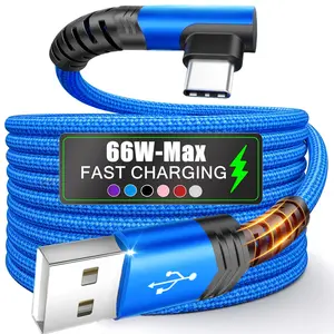 VICDONE USB C to USB C Cable 66W Type C Charger Fast Charging, Right Angle USB C Cable for iPhone 17 16 15, for Carplay Cable, for Galaxy S10+ S10 S9, for Note 10 9, for LG V30, for Moto, for Xiaomi RedMi Oppo Oneplus and More Smartphone Charger Cord