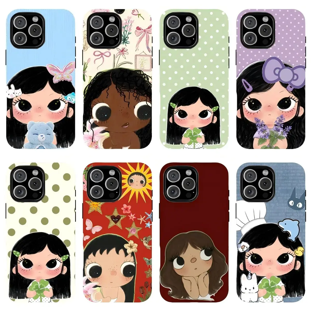 Cute Y2K Big-Eyed Doll Phone Case Suitable for iPhone 17-11 Pro Max/Plus
