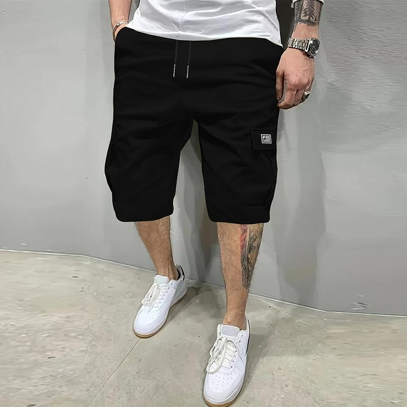 New summer men’s casual beach pants in multiple colors; straight-leg drawstring elastic-waist ice silk high-stretch breathable quick-dry athletic shorts; stylish cargo casual shorts for everyday commuting and outdoor wear.