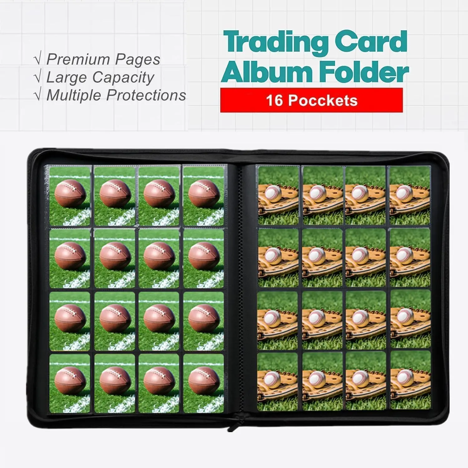 Mega Capacity 1000+ Pocket Trading Card Binder  16 Pocket Ringless PU  Collector Album for MTG, TCG & Sports Cards - TikTok Shop