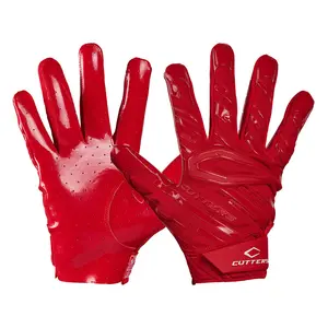Cutters Gamer 6.0 Padded Football Receiver Gloves - Red Pro Performance for Adults with Air C-TACK Grip & Reinforced Finger Tips
