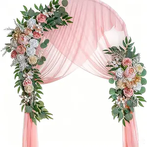 Wedding Arch Drapery Floral Decoration, Realistic Rose Flower Door Arrangement, Bridal Shower Background Frame, Party Ceremony Decorations