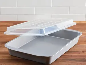 Oven ware - Non-Stick Baking/Pie Pan with Lid, Rectangular, Heat Insulated, 9" x 13" - Gray