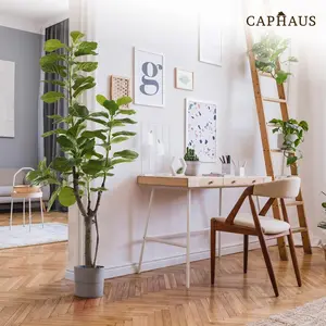 CAPHAUS Artificial Fiddle Leaf Fig Tree in Pot with Dried Moss, Ficus Lyrata Faux Tree, 6 / 7 Feet