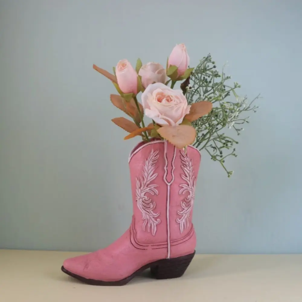 Western Cowboy Resin Decorative Vase, Retro Ranch Style Rectangular Flower Pot, Hydroponic Flower Arrangement, Rustic Centerpiece, Living Room Decor, Floral, Decorative Vases for Home Decor