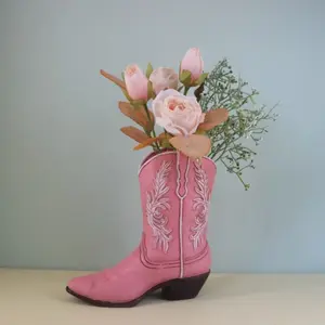 Western Cowboy Resin Vase, Retro Ranch Style Rectangular Flower Pot, Hydroponic Flower Arrangement, Rustic Centerpiece, Living Room Decor