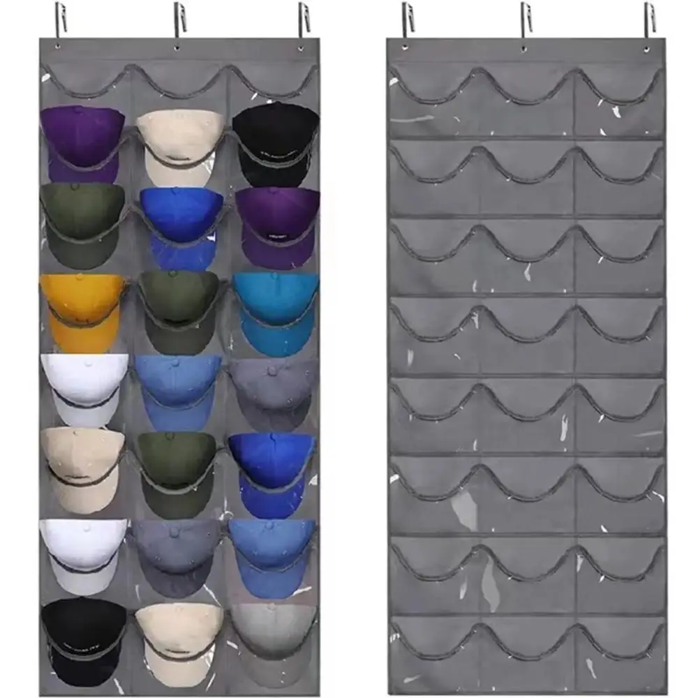 Hat Storage Organizer, Space-saving Organizer, Punch Free Multi Grid Hat Organizer for Door and Wardrobe, Summer Hat Storage Hanging Rack for Room Org