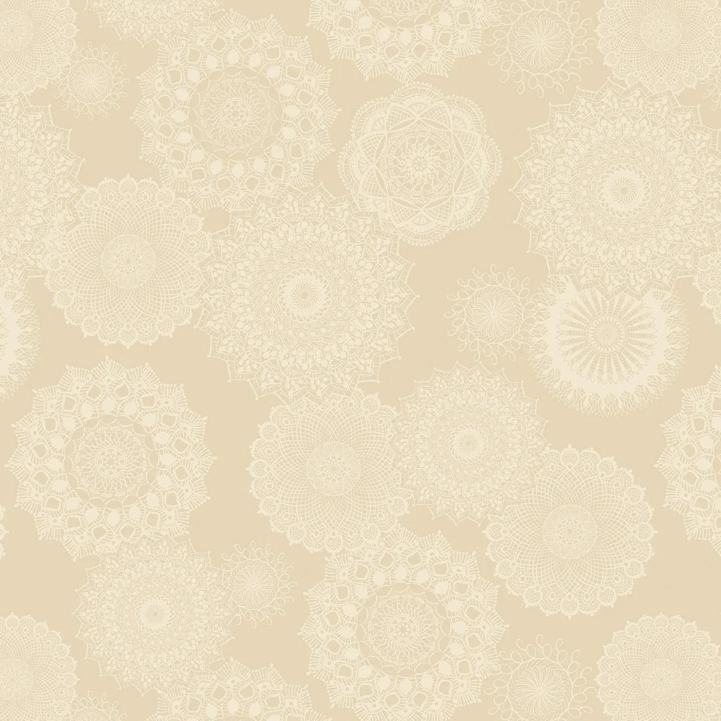 Fabric Benartex Natural Dancing Doilies Winter Haven 108" Wide Back by the Quarter Yard 16790W-70