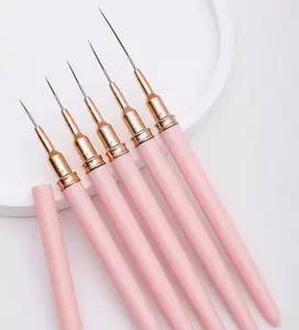 5pcs Nail Art Brush Set for Gel Polishing - Precision Detail & Line Brushes with Ergonomic Handles, Microfiber Bristles, Perfect for Intricate Nail Designs, Nail Art Supplies | Ergonomic Brushes | Durable Plastic Handles, Nail Brushes