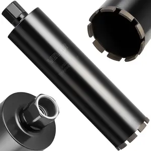 VEVOR Core Drill Bit, 4 inch Diameter, 14 inch Drilling Depth, 1-1/4 in-7 Internal Thread, High-Precision Welding Technology, Wet Diamond Core Bit for Reinforced Concrete, Red Bricks, and Masonry