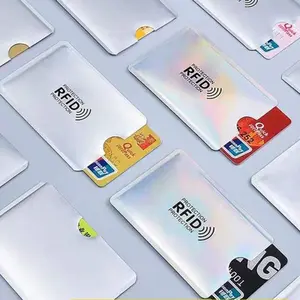 High-Quality Rfid Card Sleeves, Durable Credit Card Protection, Portable ID Theft Prevention, Unisex Wallet Silver Color RF Blocking Case, Credit Card Holder