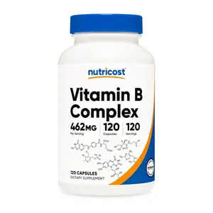 Nutricost High Potency Dietary Vitamin B Complex Supplement, 462mg, 120 Capsules - with Vitamin C for Energy Support