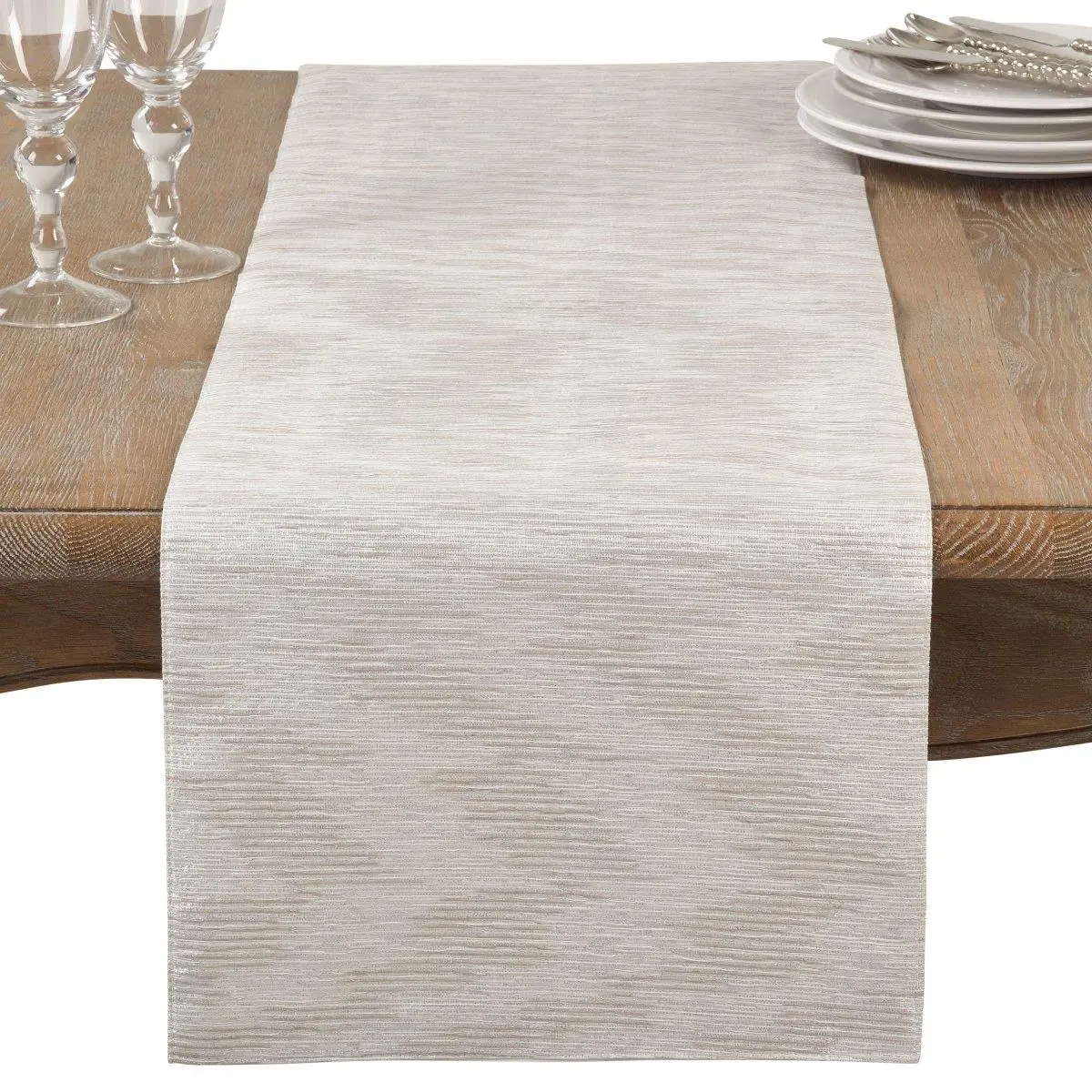 212 MAIN Kitchen Decorative Placemat Set - 4-Pack Rectangular, Shimmering Silver Metallic Woven Placemats for Dinnerware, 14x20 in