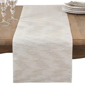 SARO  14 x 20 in. Rectangle Metallic Woven Placemat Silver - Set of 4