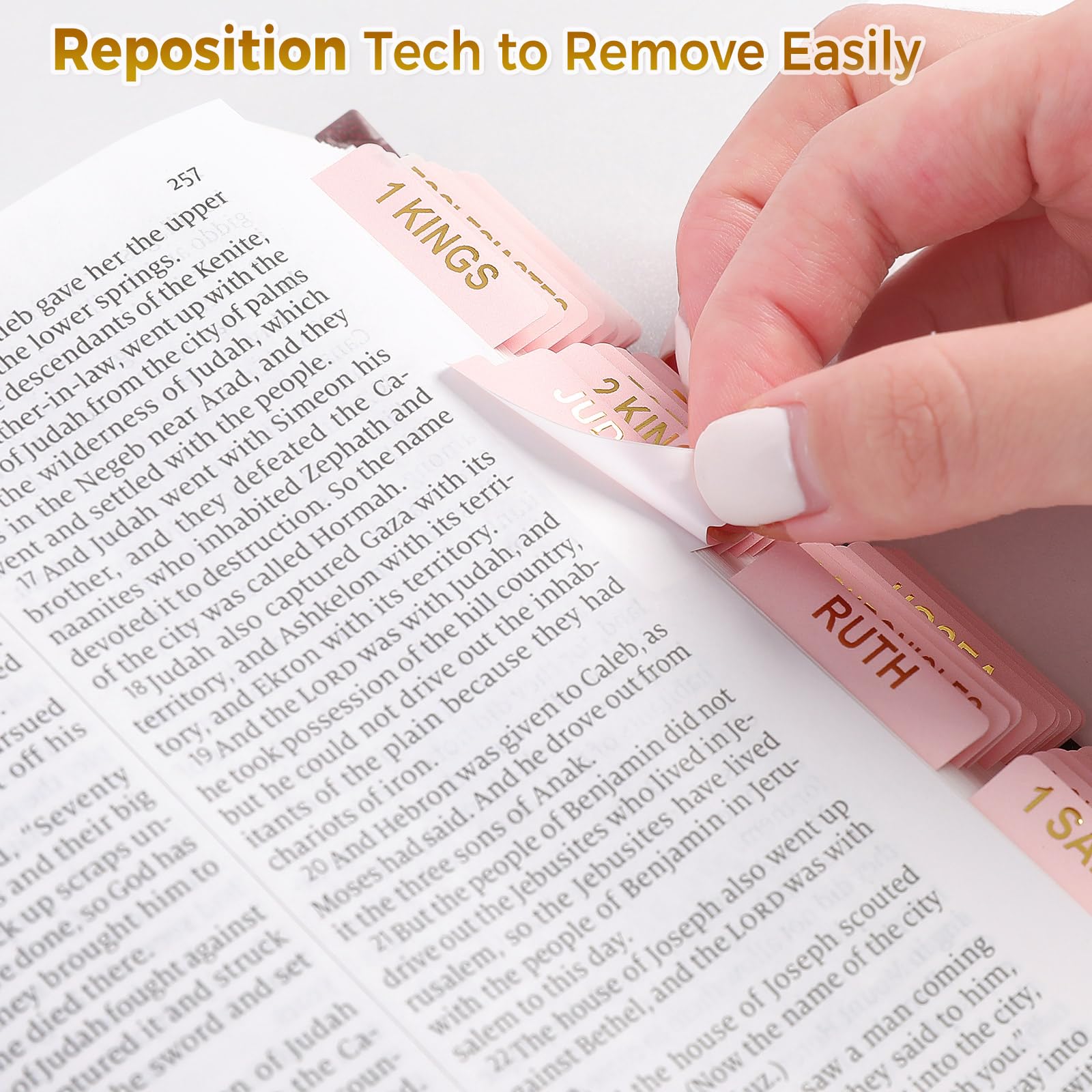 SKYDUE 100 Laminated Gold Foil Bible Tabs, Large Print Bold Text Durable Repositionable Easy-to-Apply Index Dividers for New & Old Testament, Elegant Family Gift for All Ages (Office Stationery) SKYDUE 100 Laminated Gold Foil Bible Tabs, Large Print Bold Text Durable Repositionable Easy-to-Apply Index Dividers for New & Old Testament, Elegant Family Gift for All Ages (Office Stationery)