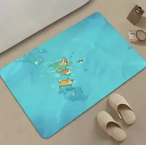 Super absorbent quick drying diatomaceous earth bath mat - anti slip soft bathroom and kitchen floor mat, exquisite pattern design | hand washable, durable diatomaceous earth material (customizable)