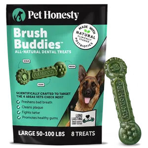 Brush Buddies All-Natural + Long Lasting Dental Treats for Large Sized Dogs - 8 Count
