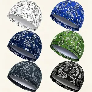 6 Pcs Men Cooling Skull Cap ,Helmet Liner Sweat Wicking Beanie Head Roll Bicycle Cycling Running Hat