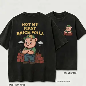 Unisex Not My First Brick Wall T Shirt | 180g Slim Regular Fit & 230g Heavyweight Wash good Cotton Graphic Tees | Perfect Cool Boyfriend Gift Vintage Boxy Retro Charcoal Streetwear Tops Mensfashion Apparel