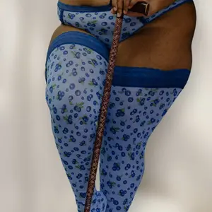 Blueberry Thrill Printed Stay Up Stockings 2X/3X