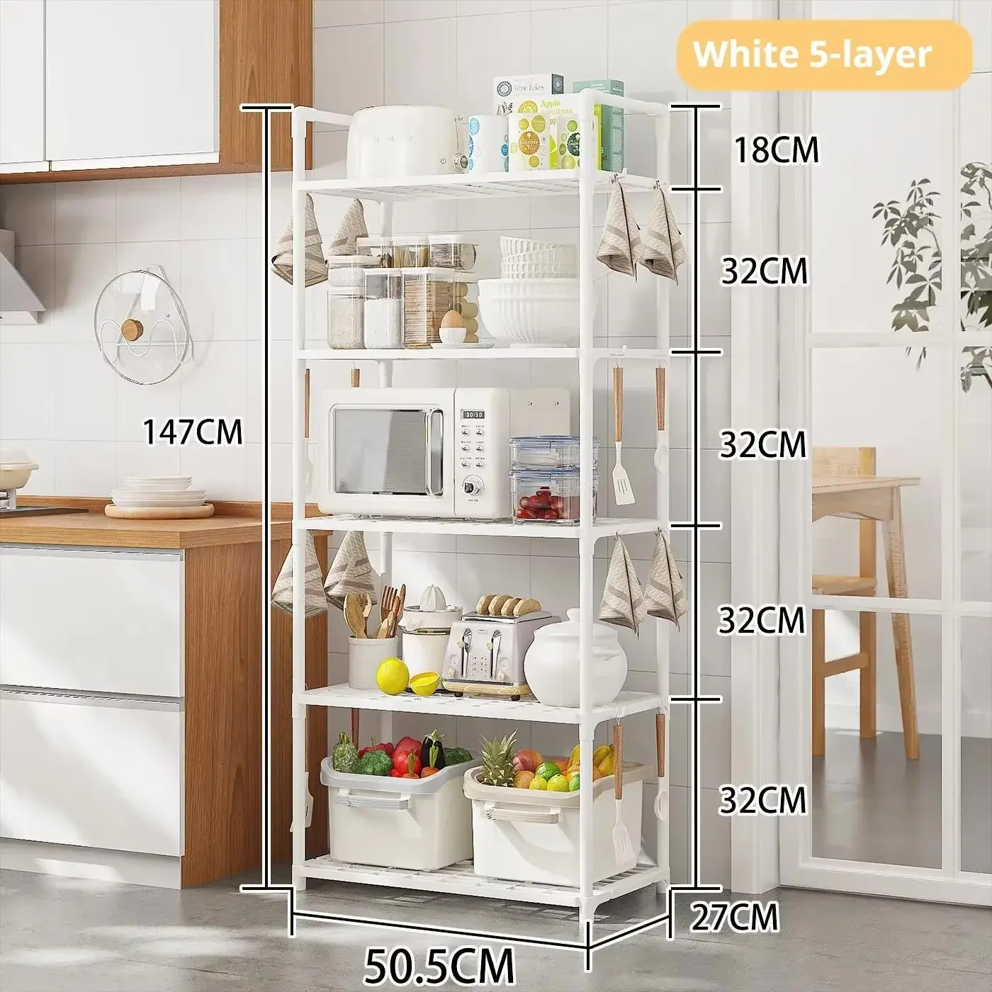 Floor Standing Storage Rack – Multi-Functional Kitchen & Bathroom Organizer, No-Hole, Movable Household