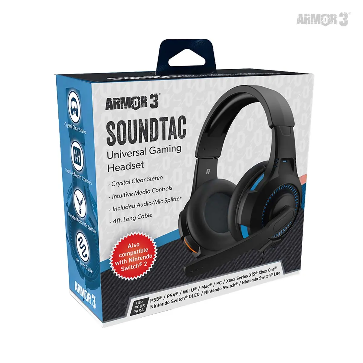 Armor3 SoundTac Universal Gaming Headset — Blue/Orange