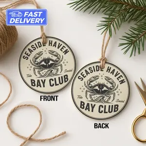 Seaside Haven Ornament, Bay Club Decor, Crab Design, Beach House Gift, Coastal Christmas Ornament, Ocean Lover Gift