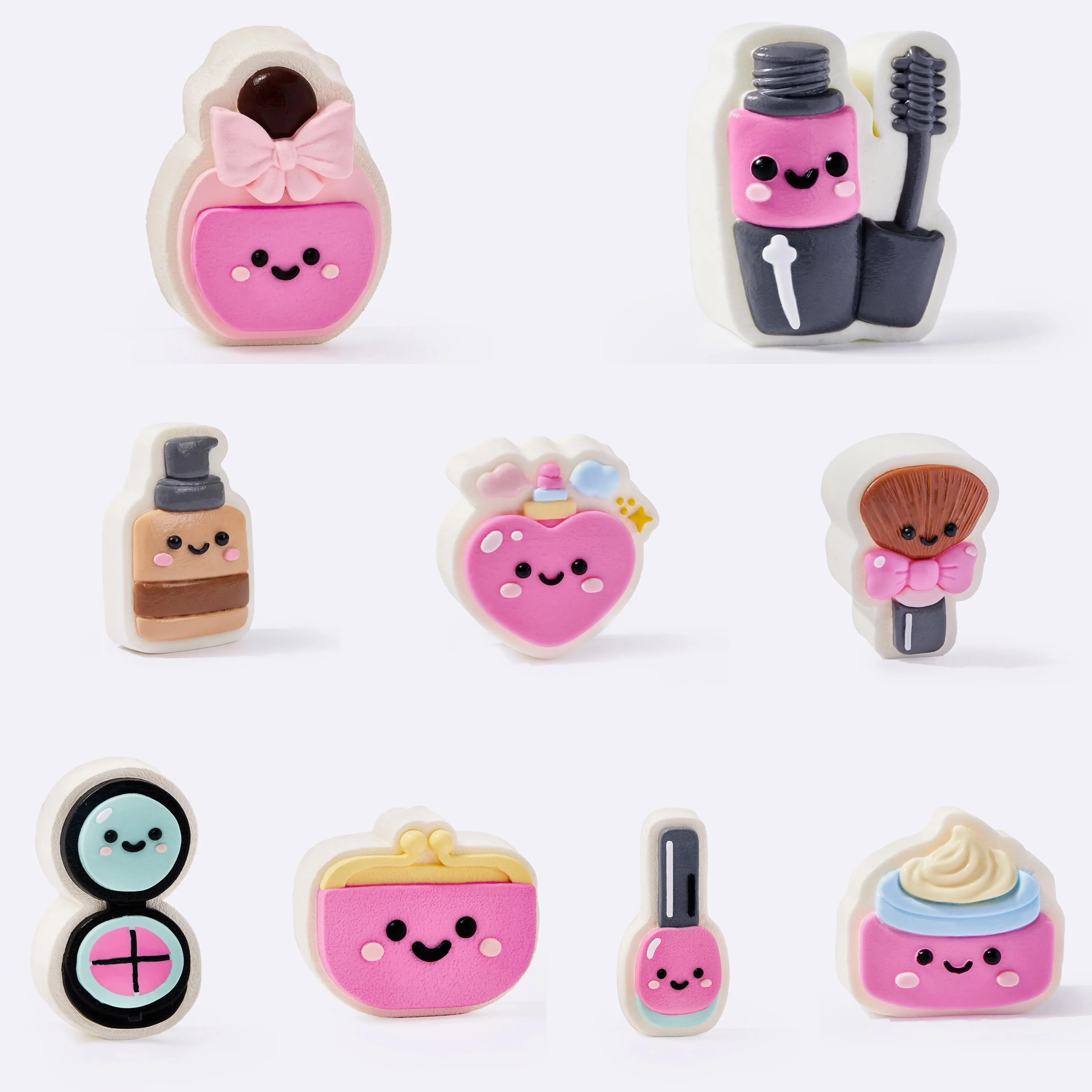 taba squishy Back To School 9-Style Cute Makeup Squishy Toy Set, Realistic Beauty Cosmetic Slow-Rising Squishies (Makeup Bag, Perfume, Foundation, Mascara Brush, Nail Polish, Face Cream, Powder), Kawaii Stress Relief Sensory Fidget Toy