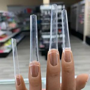 3XL Long Coffin Nail Tips (box) - (Non C-Curve) - Straight Shape - Easy to apply