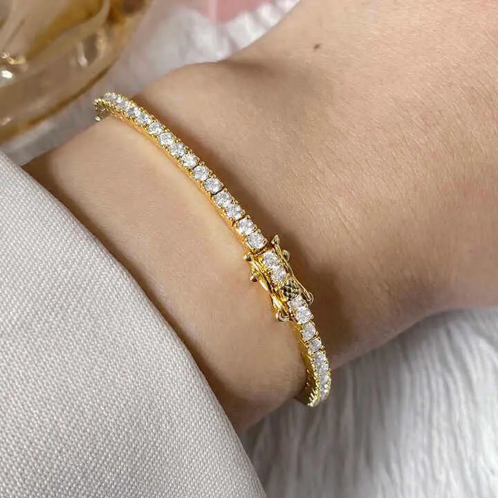Gold Princess Cut Tennis Bracelet