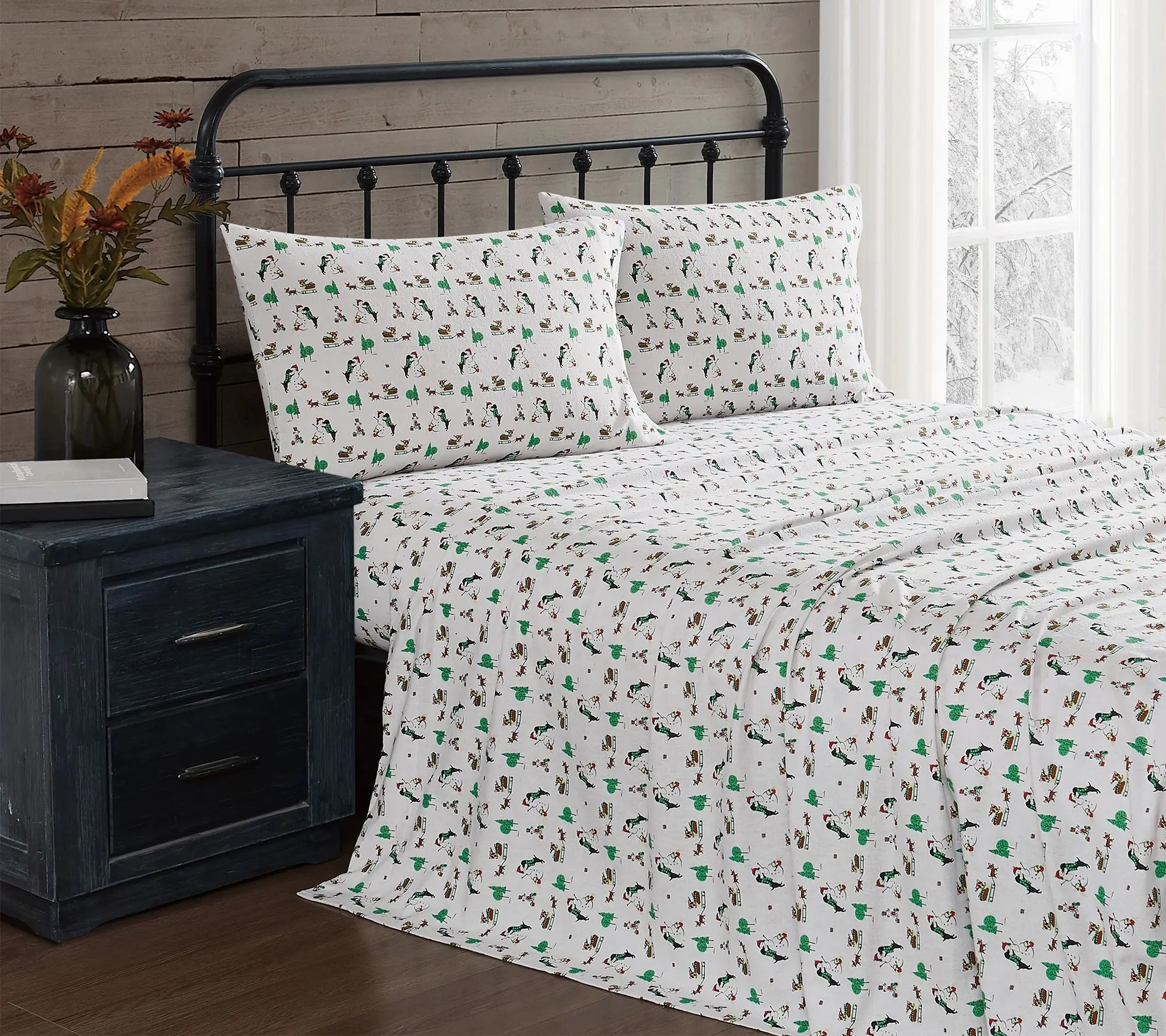 Truly Soft Holiday Dogs Full Flannel Sheet Set