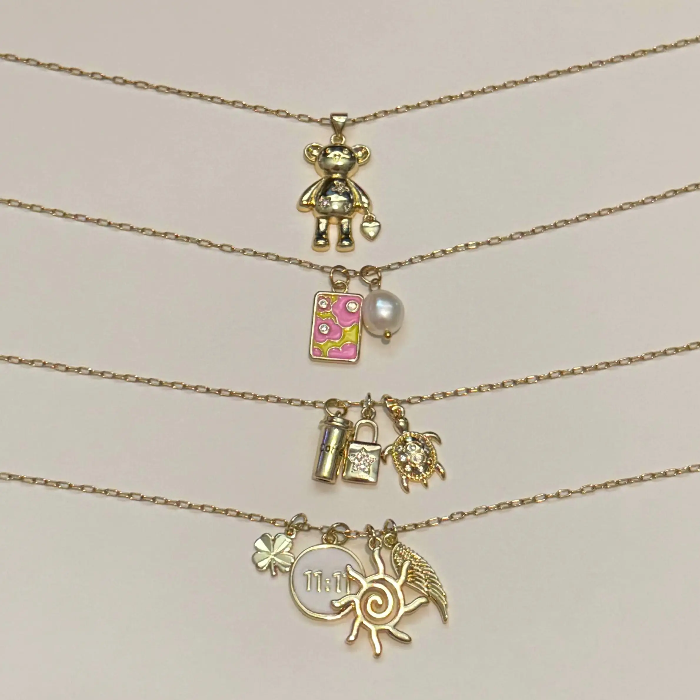 Custom Charm Necklace - Micro Paperclip Chain - 18k Gold plated