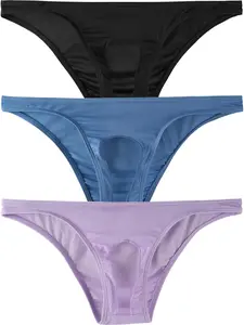Men's 3-Pack Ultra-Thin Mesh Breathable Semi-Transparent Triangle Briefs, Slim-Fit Low Waist Comfort Elastic Fashion Shorts