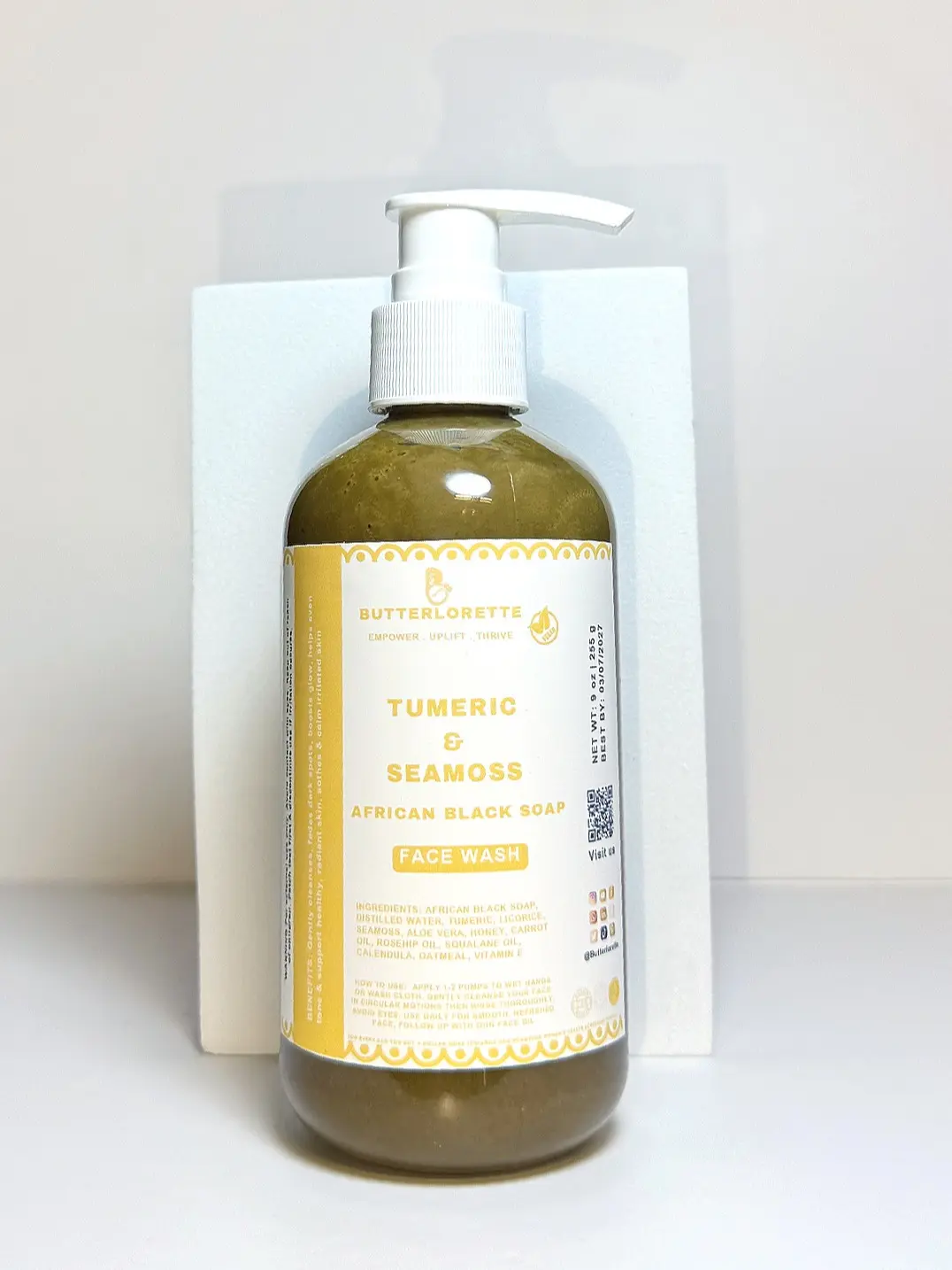 African Black Soap Liquid Unscented Facial Cleansing Wash With Tumeric, Seamoss, Carrot, Licorice, Oatmeal, Calendula-Skin Repair