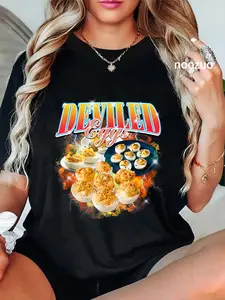 100% Cotton Thanksgiving Deviled Eggs Bootleg 90's Rap Rock Vintage T-Shirt