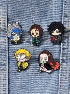 5 Piece Set Cartoon Anime Agatsuma Zenitsu Enamel Pins Cute Character Alloy Brooches Lapel Backpack Badge Fashion Jewelry Accessories Gifts for Friends