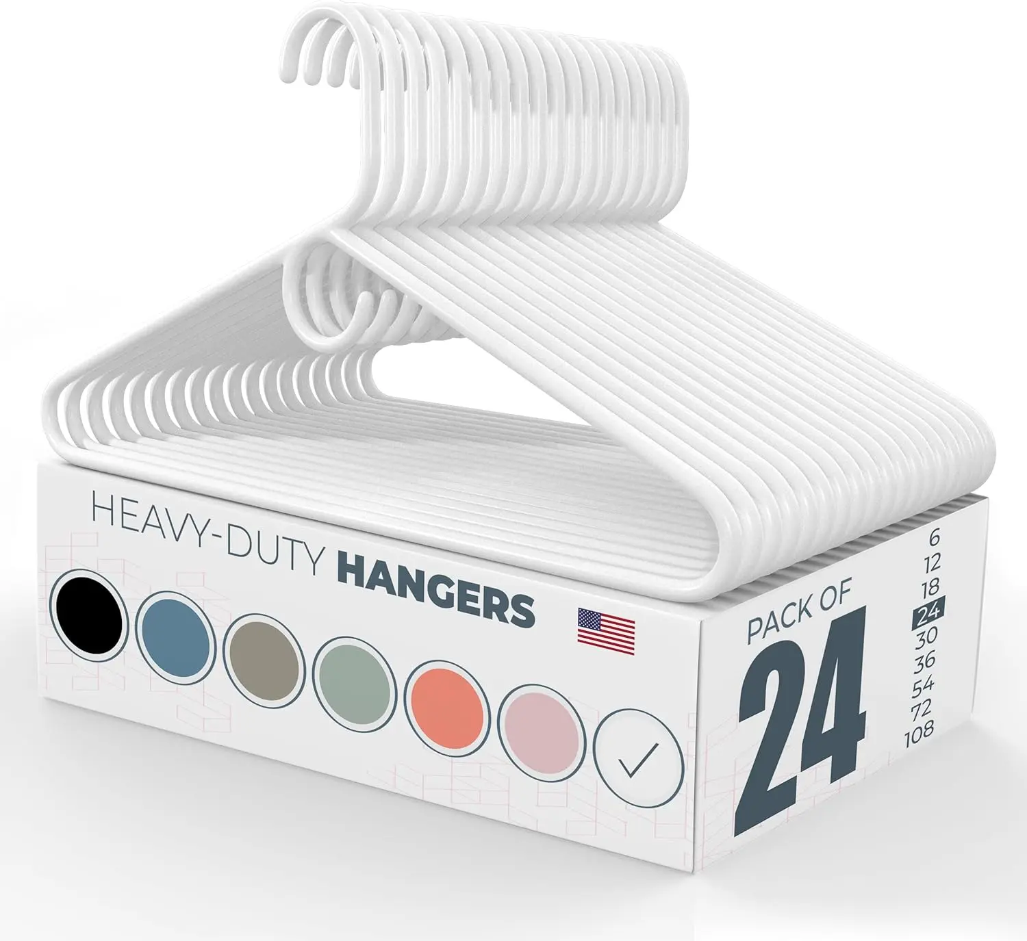 Plastic Hangers, Built-in Strap Hooks White | Durable & strong | Closet organizer | Clothes hangers