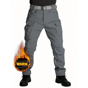 Men's Fleece Cargo Pants, WaterProof Tactical Loose Casual Windproof Waterproof Outdoor Military Trousers with Multi Pockets ( No Belt ), Perfect for Hiking, Clamping, Winter