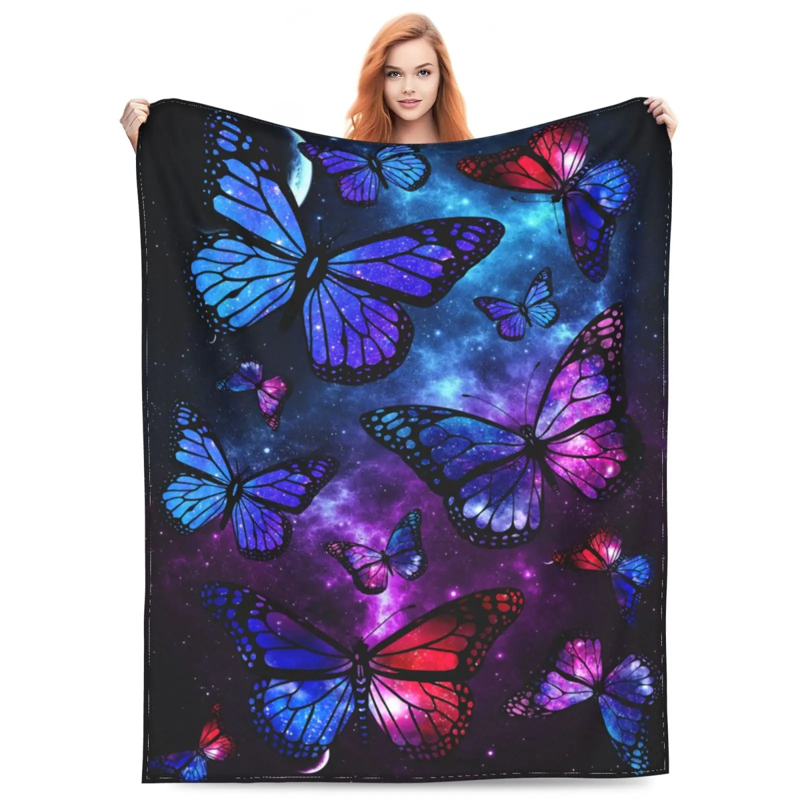 Ultra-soft 330 GSM microfiber blanket, soft fleece blanket for adults and children, gift for sofa, bed, butterfly, 80 x 60 inches