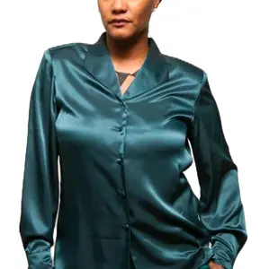 Button Down Long Sleeve Silk Shirt