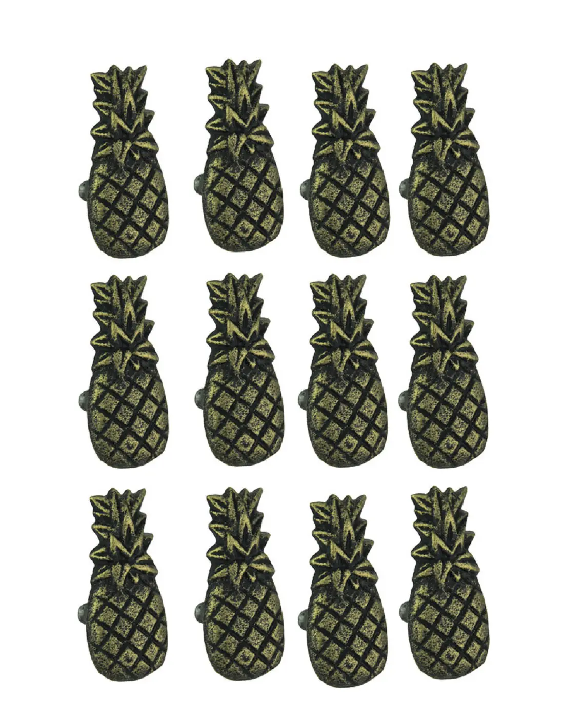 Antique Brass Cast Iron Pineapple Drawer Pulls - 2.25 Inches High Vintage Tropical Cabinet Knobs for Whimsical, Timeless Decor