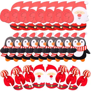 50/25Pcs Santa Claus Paper Lollipop Cards Christmas Snowman Candy Packing Holder DIY Gifts Wrapping Party Supplies Kids Gifts