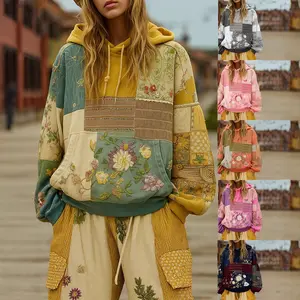 2025 New Women's Casual Hooded Long Sleeve Pullover Regular Digital Print Hoodie