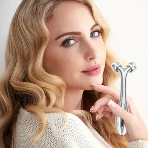 1pc Microcurrent Silver Face Lifting Roller Portable Skin Firming Device for Daily Facial Contouring and Wrinkle Smoothing Massager