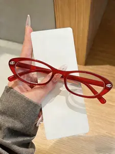 Fashionable Bookish Style Blue Light Blocking Oval Frame Glasses, Vintage College Look, Durable Lightweight, Perfect for Work and Daily Use, Trendy Vintage Eyeglasses