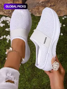 Women's Fashionable Mesh Breathable Lightweight Sneakers, Casual Comfortable Low Top Sneakers, All-match Commuter Shoes for Work & Daily Wear, Girl, Flat Sneakers, Casual Flat Footwear