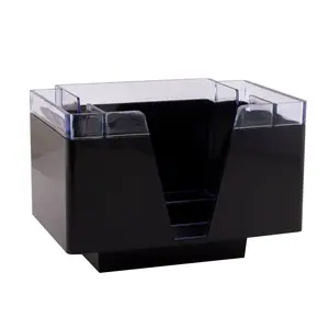 Black/Clear Plastic 3-Compartment Napkin Bar Caddy, Home Organiser Accessory for Countertop Storage